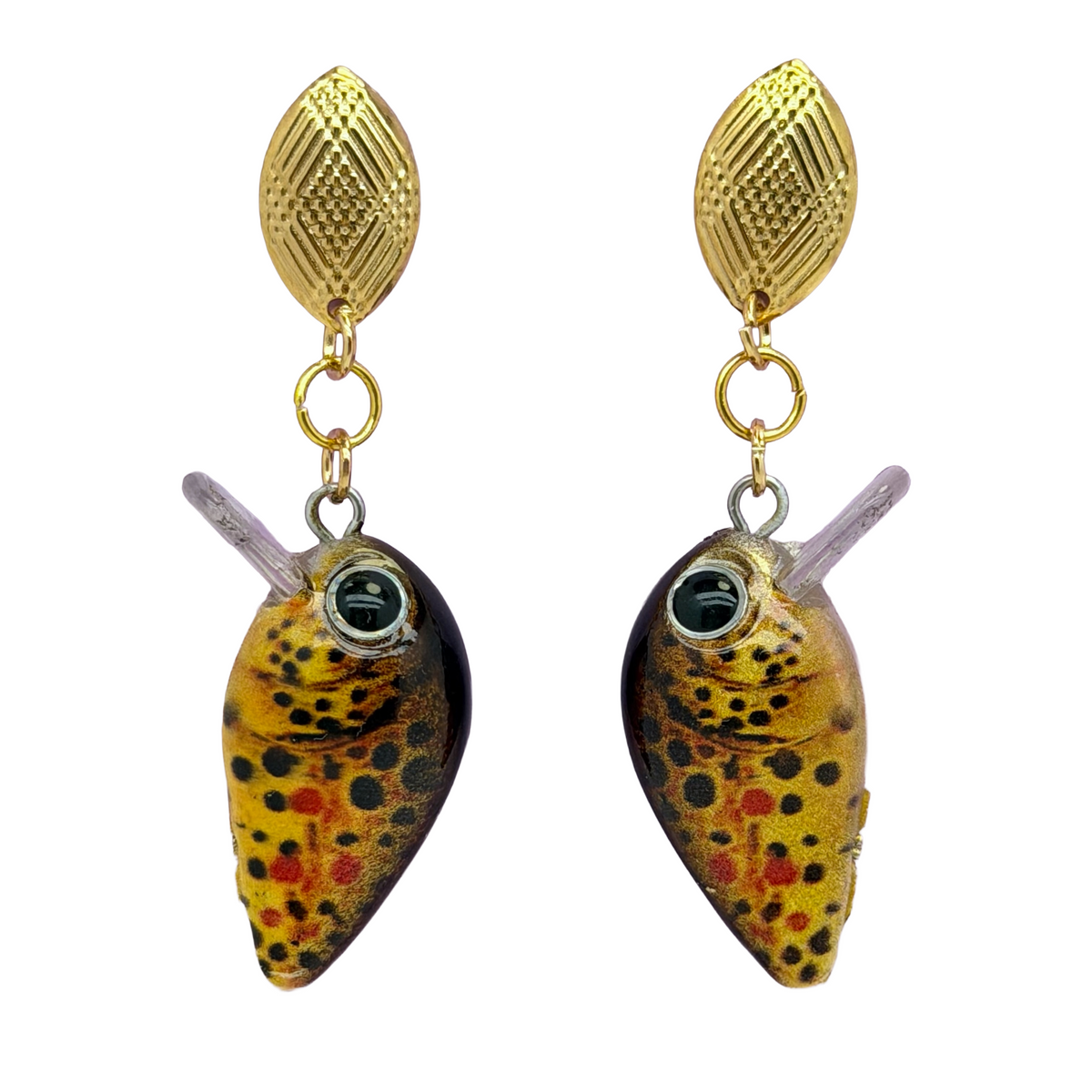 Brown Trout Crankbait Stud Earrings