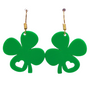 Shamrock Dangle Earrings Heart cut Shamrock