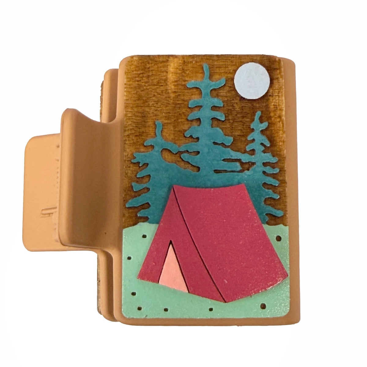 Camping 2” Hand painted Hair Clip