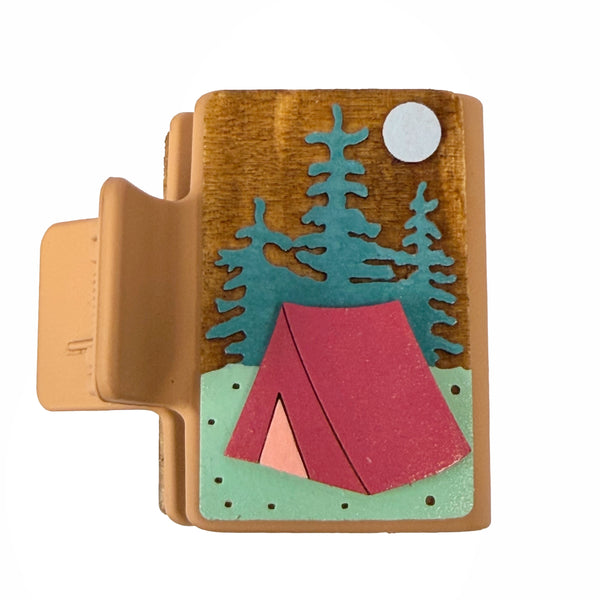 Camping 2” Hand painted Hair Clip