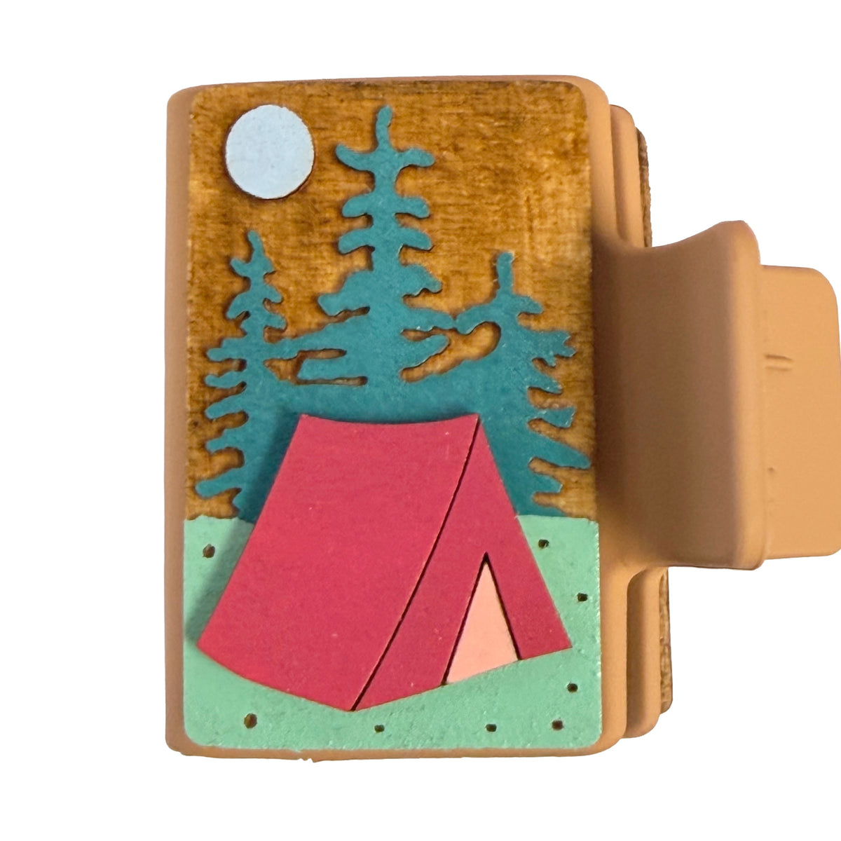 Camping 2” Hand painted Hair Clip