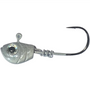 A silver-colored finesse swimbait head with a Gamakatsu hook and 3D eye detail.