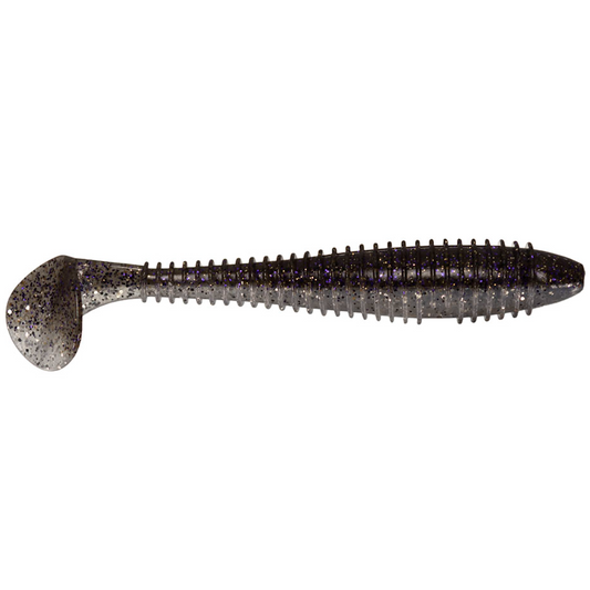 Black and silver fishing lure on a white background