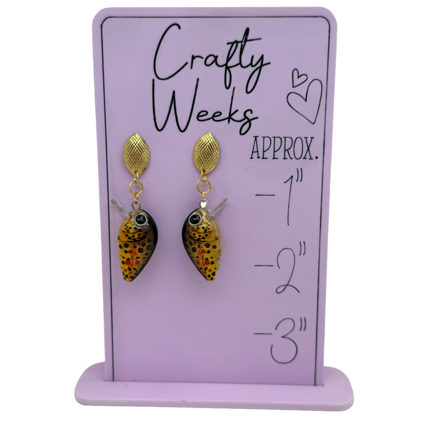 Brown Trout Crankbait Stud Earrings
