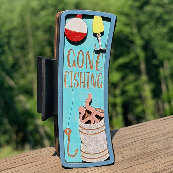 Gone Fishing 4” Handpainted Hair Clip