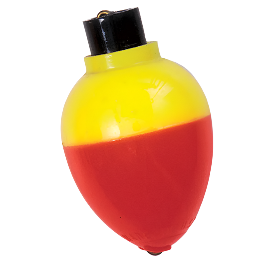 Yellow and red floating device on a white background