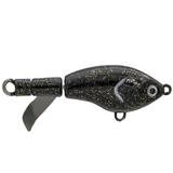 Black and silver fishing lure on a white background