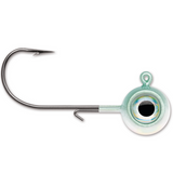 A close-up image of a single VMC Neon Moon Eye Jig with a black nickel finish and a 3D holographic eye.