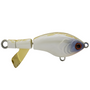 Fishing lure with a white and gold body on a white background