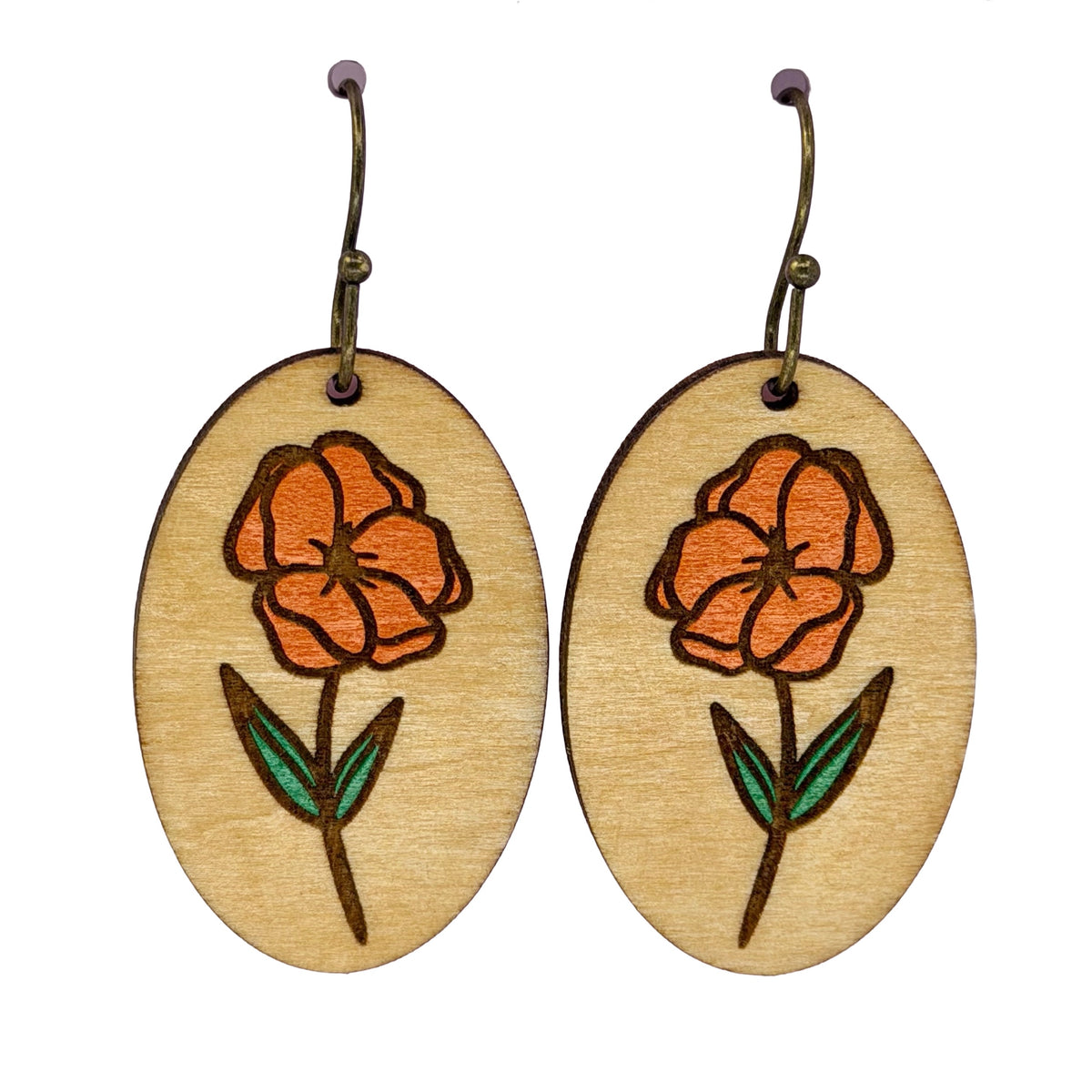 Orange Wildflower Dangle Earrings