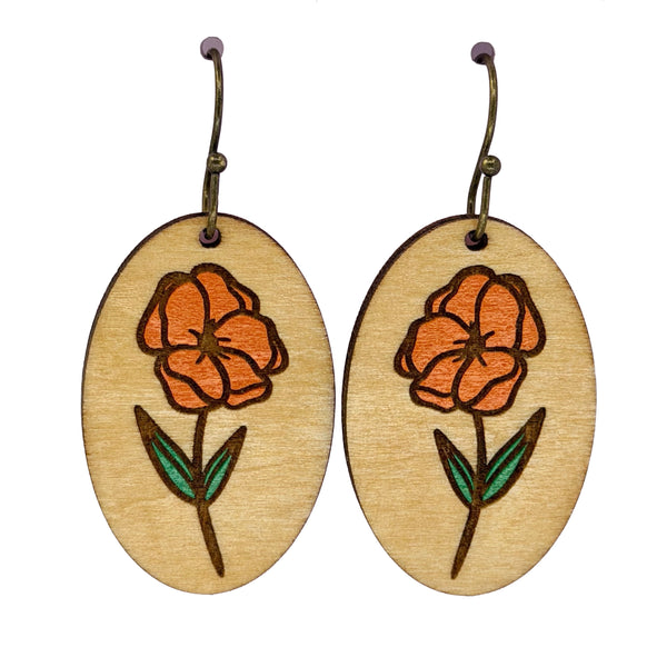 Orange Wildflower Dangle Earrings