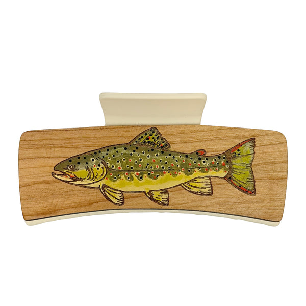 Brook Trout Handpainted Hair Clip