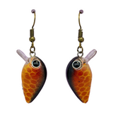 Yellow with Red Scale Fishing Lure Earrings