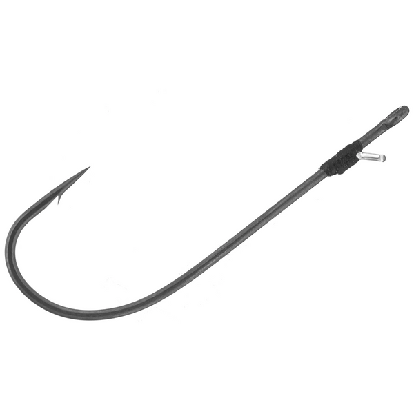 Black fishing hook on a white background