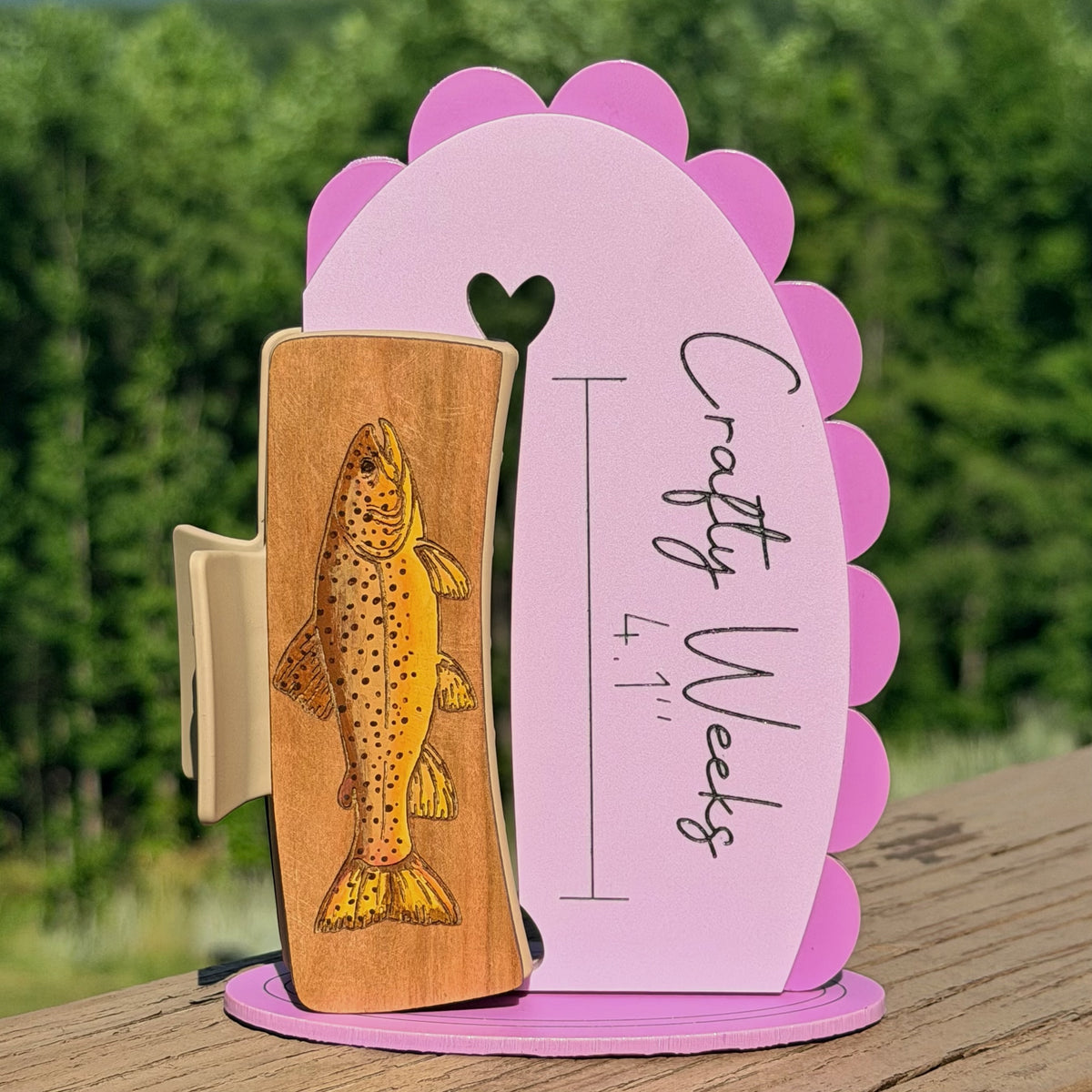 Brown Trout Hand-painted Hair Clip
