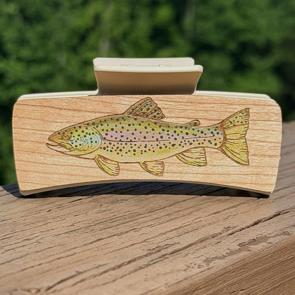 Brown Trout Special Handpainted Hair Clip