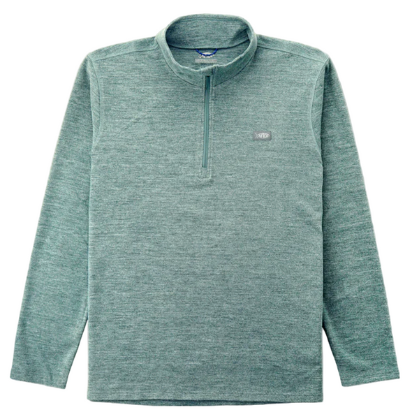 Green pullover with a brand logo on a white background