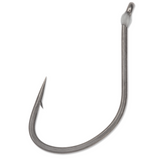 A single VMC RedLine Series fishing hook with a turned up eye and inline hook design.