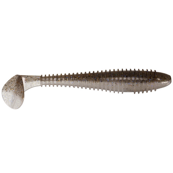 Fishing lure with a ribbed body on a white background