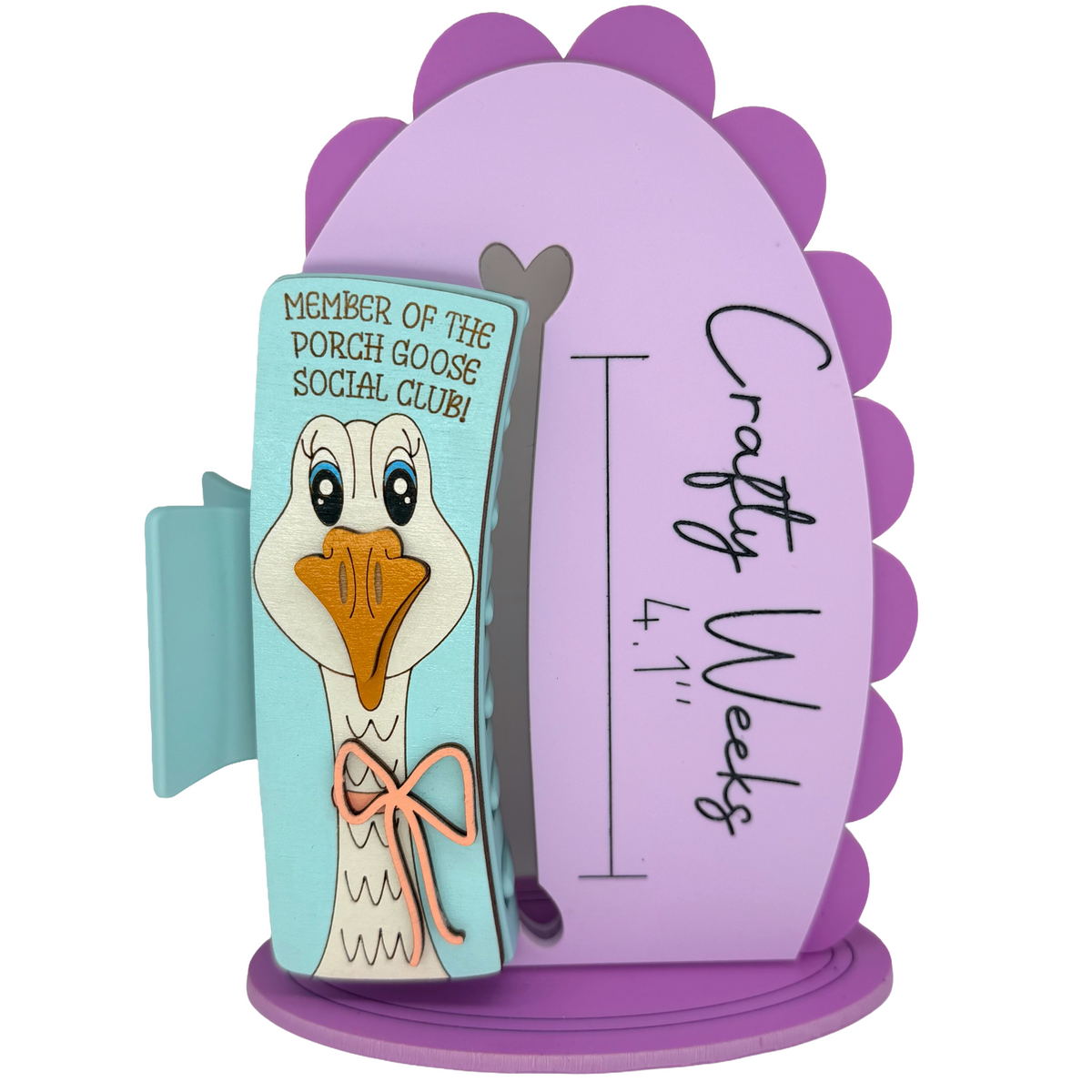 Porch Goose 4” Handpainted Hair Clip