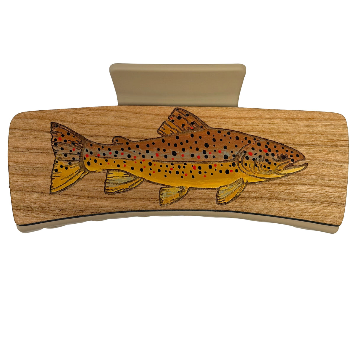 Brown Trout Handpainted Hair Clip