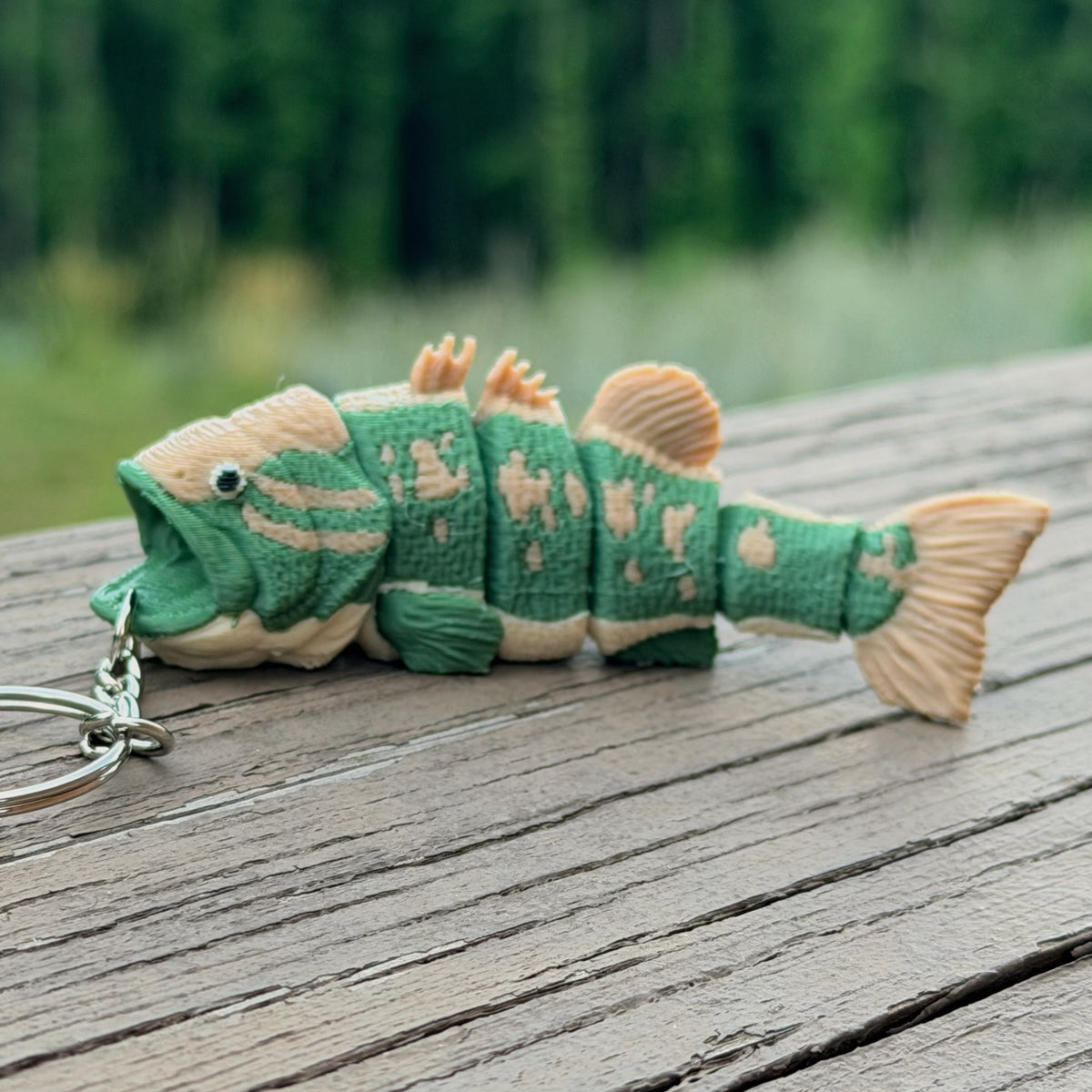 Articulated Fish Keychain Bass 3”