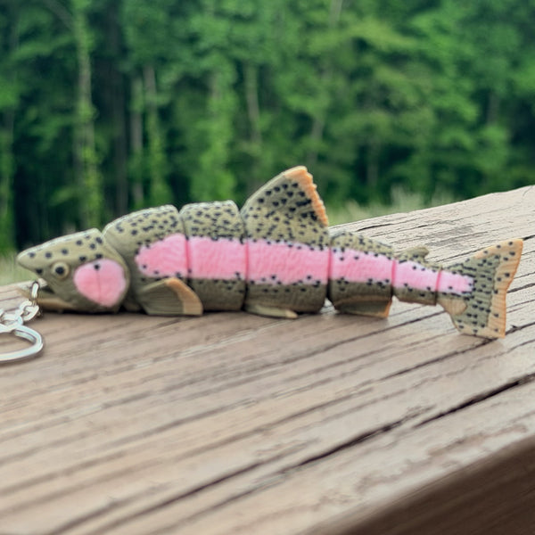 Articulated Fish Keychain Rainbow Trout 4.5”