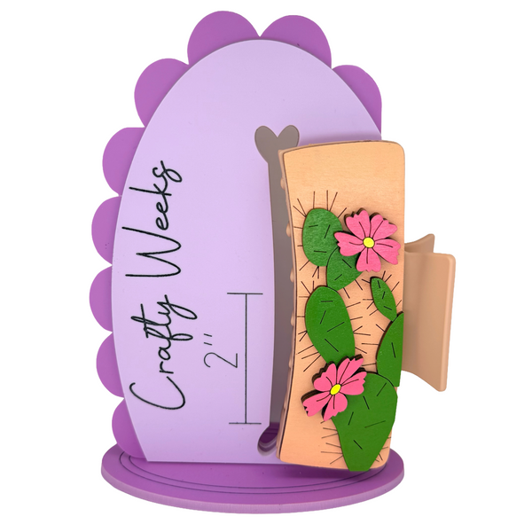 Pink Cactus 4” Handpainted Hair Clip