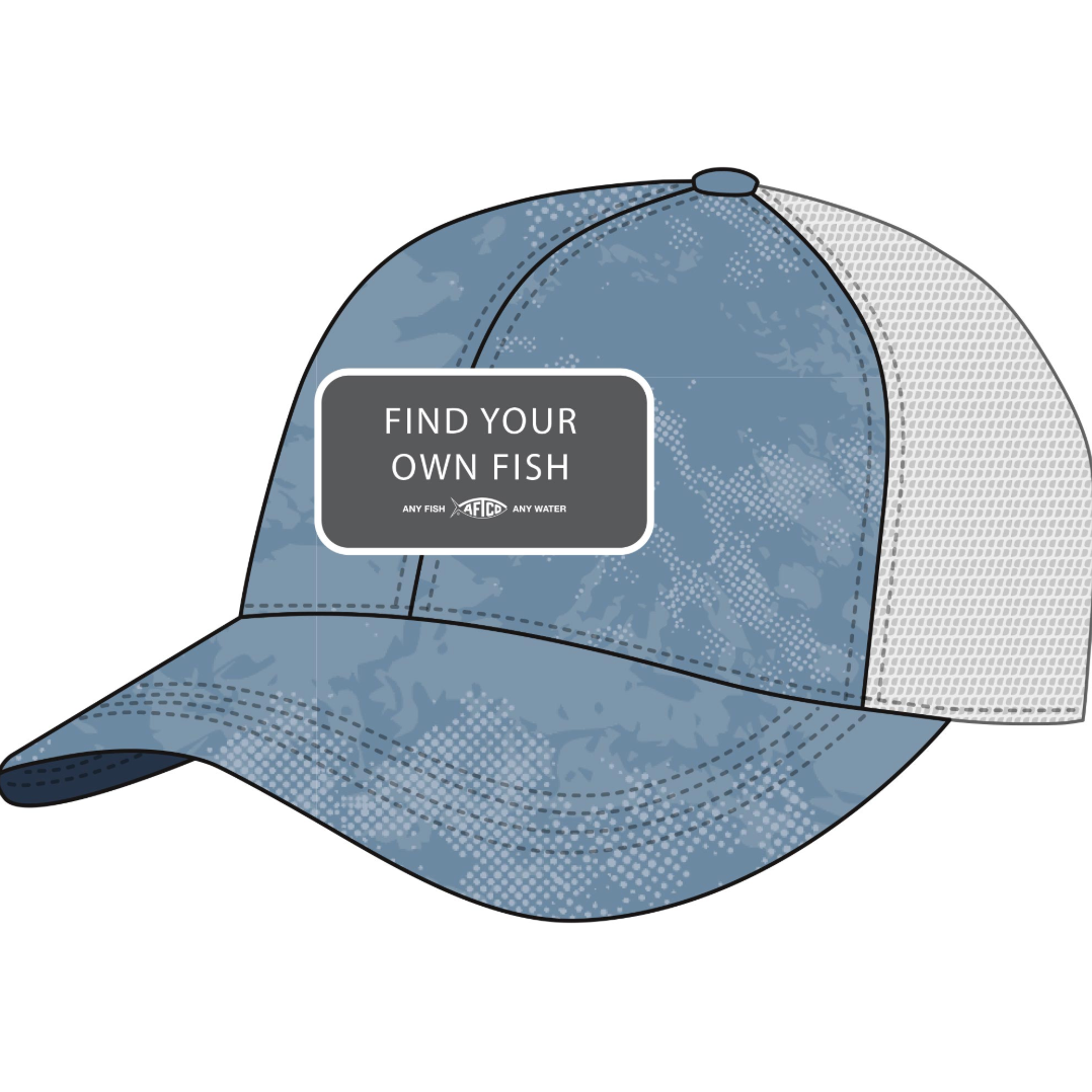 AFTCO Sayings Trucker Find Your Own Fish - Dusk Storm Camo
