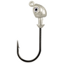 A single silver-colored fishing jig head with a black nickel finish and reflective 3D eye.