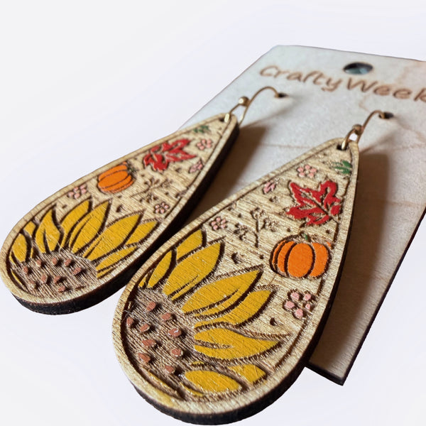 Fall Sunflower Dangle Earrings