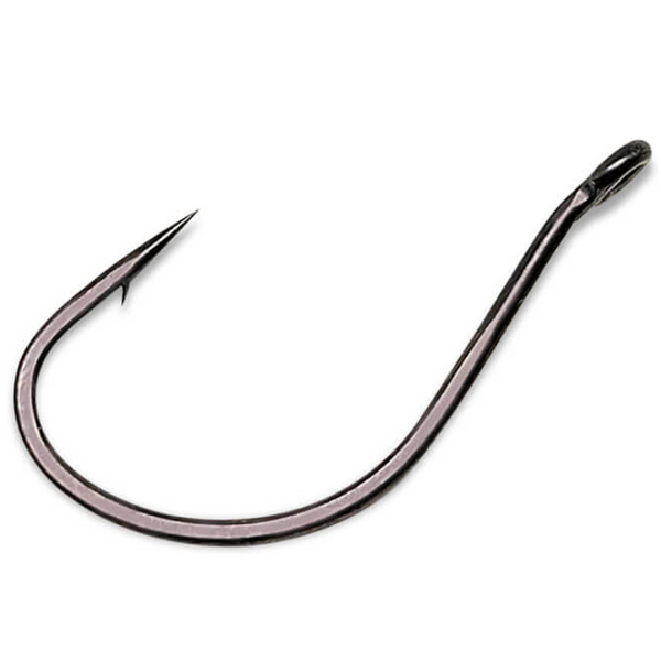 A single black Gamakatsu G-Finesse Drop Shot fishing hook against a white background.