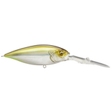 A hard bait fishing lure with a realistic fish body, featuring a metallic gold and silver gradient back, a clear diving bill, and a small metal hook below, shown against a plain white background.