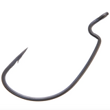 A single black fishing hook with an extra wide gap and an angled-up Super Needle Point.