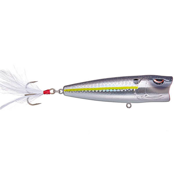 Fishing lure with a white skirt on a white background
