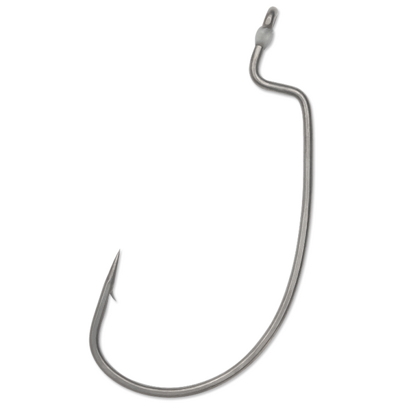 A single silver-colored VMC RedLine Hybrid Wide Gap fishing hook against a white background.