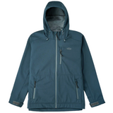 Blue jacket with a hood on a white background