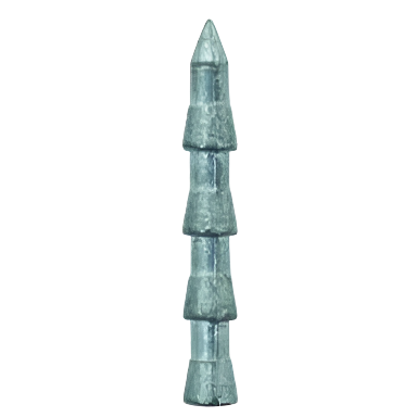A single Eagle Claw Lead Nail Sinker with a greenish tint.