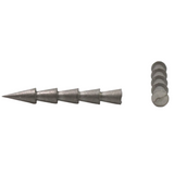 Two metal spikes on a white background