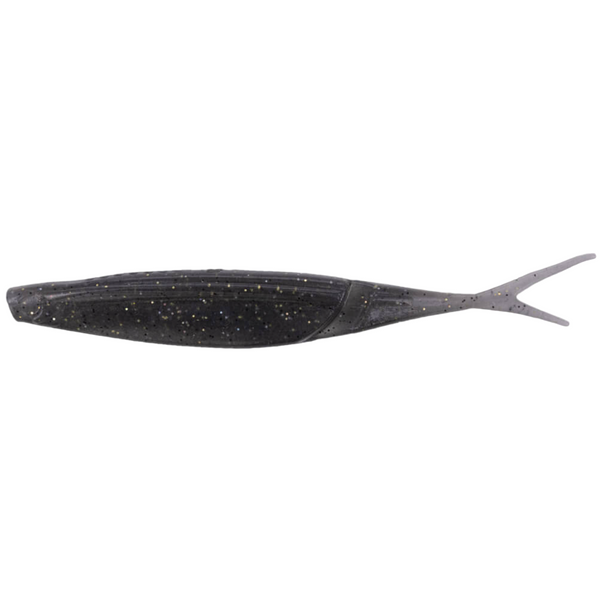 Black fish-shaped object on a white background