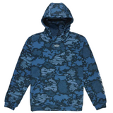Blue camouflage hoodie on a white background
