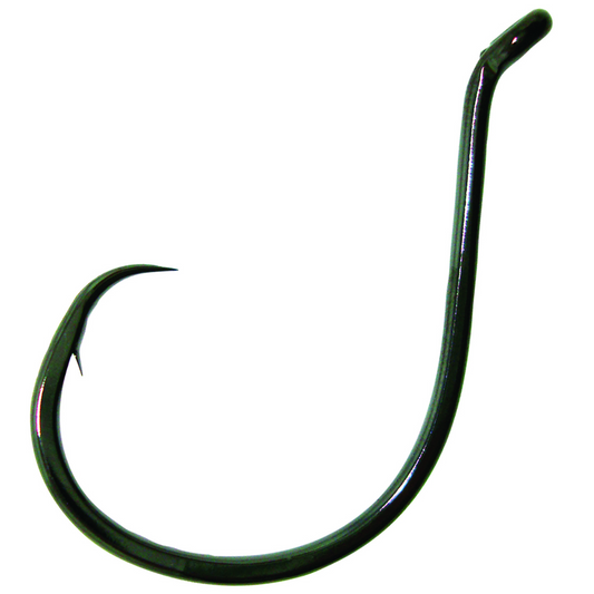 Black fishing hook on a white background