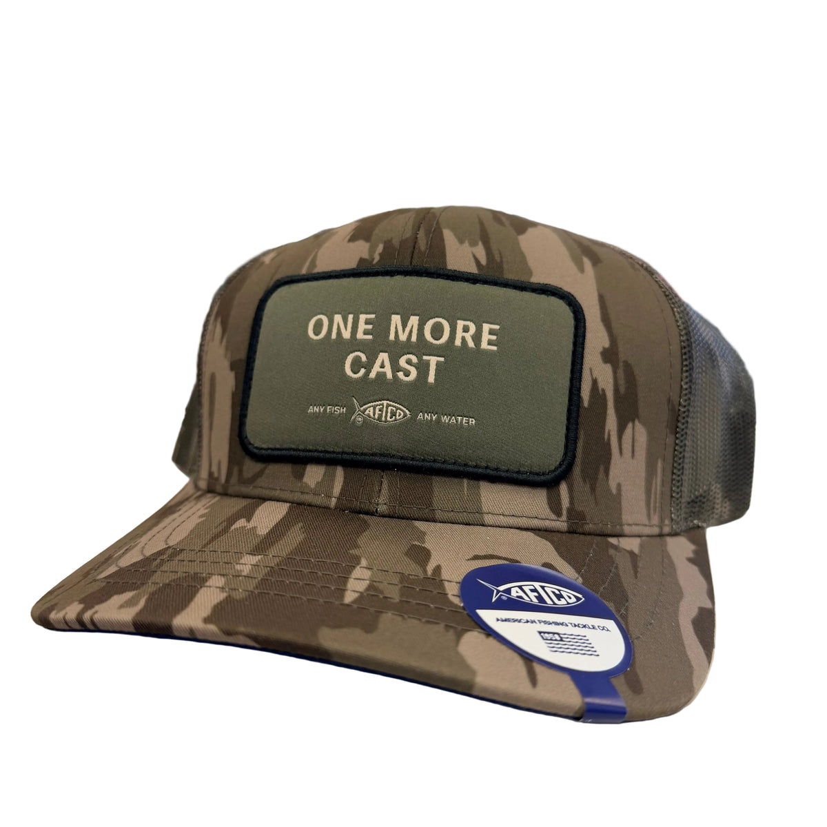 AFTCO Sayings Trucker One More Cast - Olive Current Camo