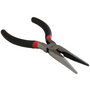 Pair of pliers with black handles and a red accent on a white background