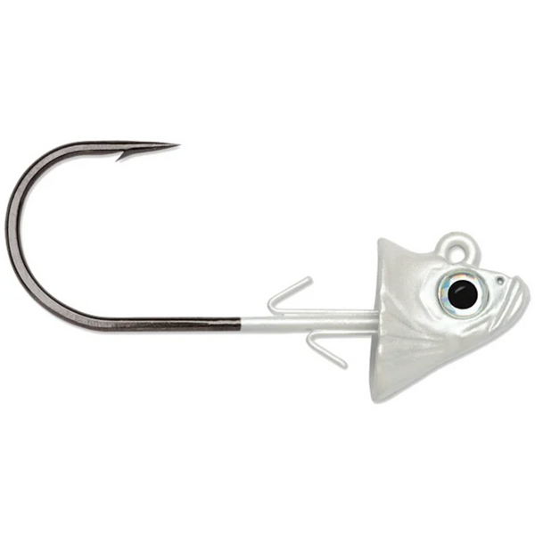 Fishing hook with a fish-shaped lure on a white background