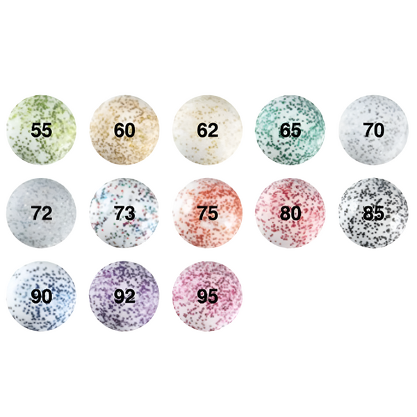 Set of round colorful beads with numbers on a white background