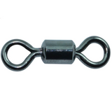 A silver-colored fishing swivel with a stainless steel line tie and brass body.