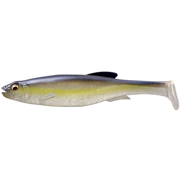 Fishing lure with a gradient color from blue to yellow on a white background