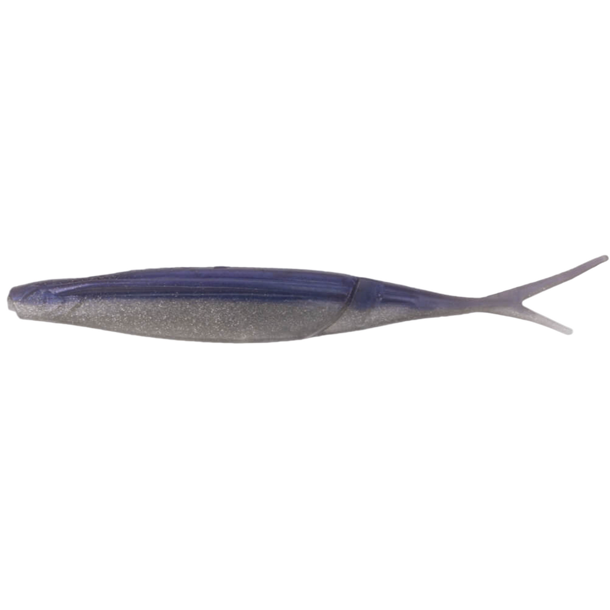 Blue and silver fishing lure on a white background
