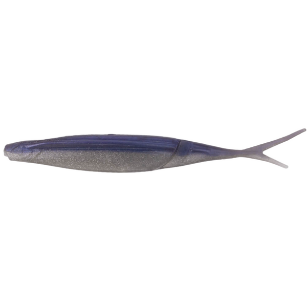 Blue and silver fishing lure on a white background